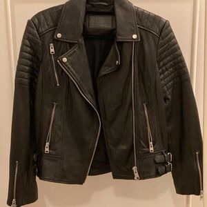 All Saints Estella Leather Biker Jacket in black